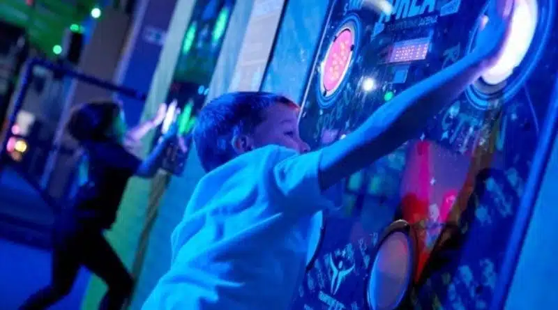 child with an interactive game