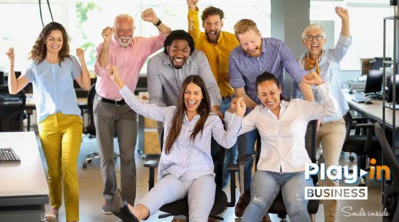 several happy people