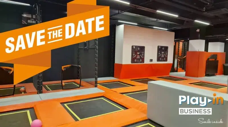 cover save date. With a trampoline in the background